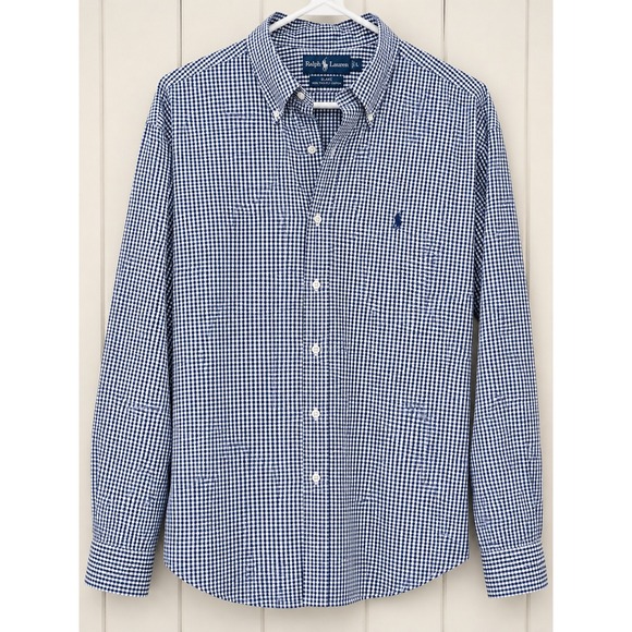 Ralph Lauren Other - Ralph Lauren Blake Mens Large Blue Gingham Check 100% Two-Ply Cotton Button Down